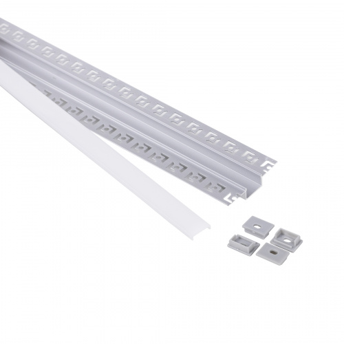 Профиль алюминиевый врезной в гипсокартон RIGEL-2013C, с экраном, цвет алюминий, 2м, AKS (в комплекте 4 заглушки)_3