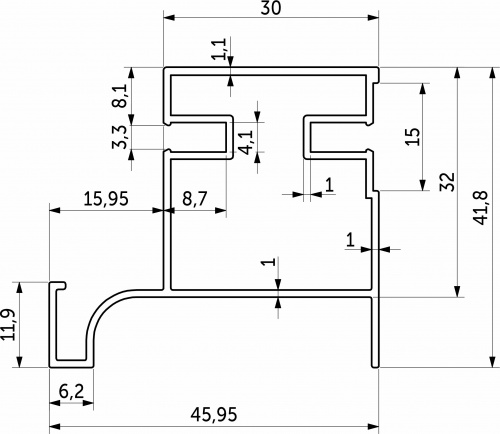 Профиль алюм. GOLA-16 вертикальный боковой 5,4 м матовое золото AKS_2