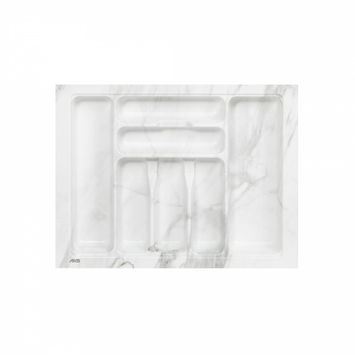 Лоток для столовых приборов 600 MARBLE 540*430, бело-серый мрамор AKS_1