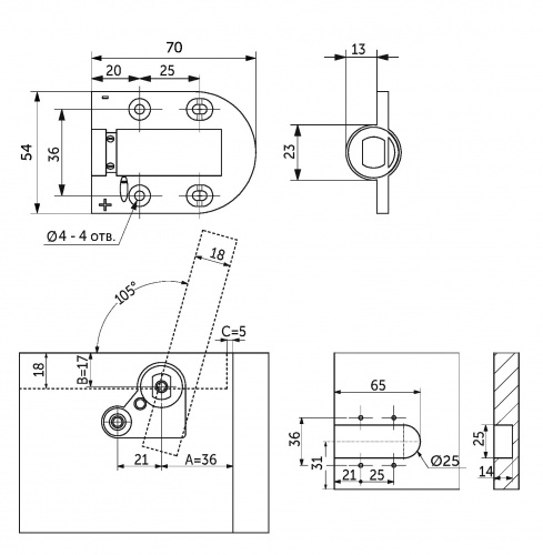 Петля для откидной крышки ящика черная 4-10кг с доводчиком AKS_2