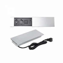 Выдвижной удлинитель Hollander, 2 розетки, 2xUSB A, HDMI, LAN, алюминий, AKS фотография