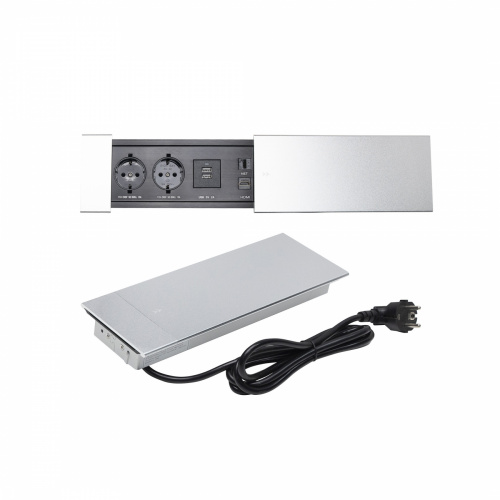 Выдвижной удлинитель Hollander, 2 розетки, 2xUSB A, HDMI, LAN, алюминий, AKS_1