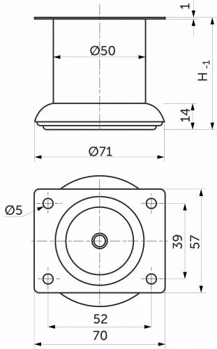 Опора меб. мет. TB019 (B140) d50 h100 хром AKS_2