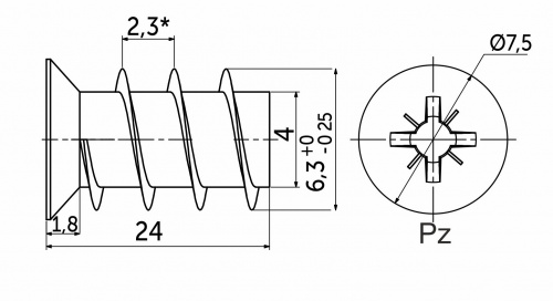 Шуруп EURO ES 6.3*24 (уп/1тыс.шт), AKS_2