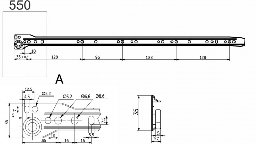 Направляющая роликовая L-550 0,9мм AKS белая_2