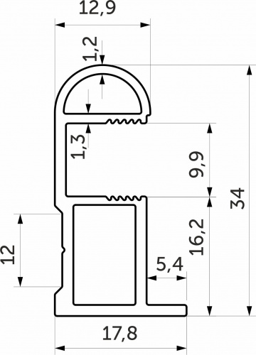 Профиль алюминиевый SENATOR шампань вертик. узкий орбита L-5300 мм АЛЮТЕХ_2