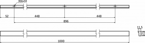 Ручка меб. скоба алюм. PIANO 896/1000 черный матовый, AKS тип 2_2