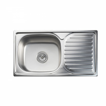 Мойка н/сталь, прямоугольная одночашевая, 760*420мм, матовый хром, врезн на столешницу, AKS (0,8мм) фотография