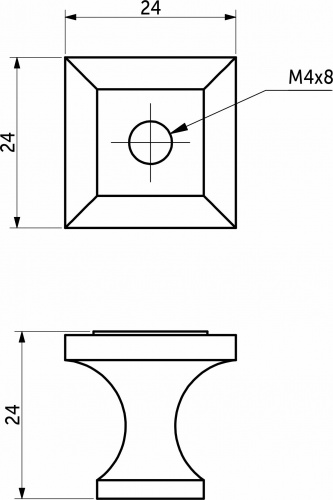 Ручка меб. кнопка мет. SQUARE античное серебро, AKS_2