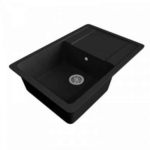 Мойка каменная, прямоугольная одночашевая, GS-15, 640*505мм, черный, врезная, Gamma Stone_1