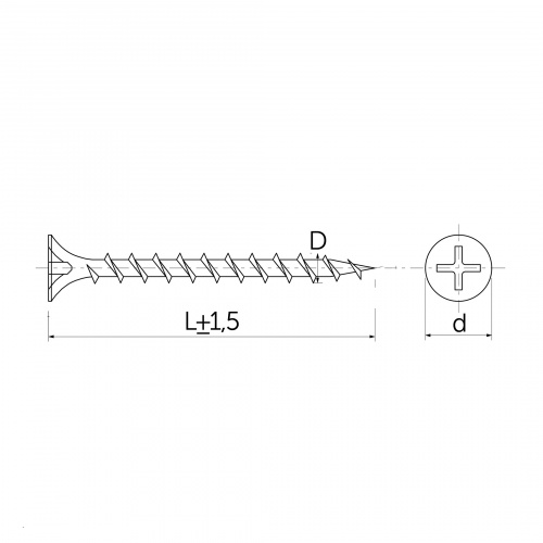 Саморез для гипсокартона 3,5*35 крупный шаг (уп/0,5тыс.шт) AKS_2