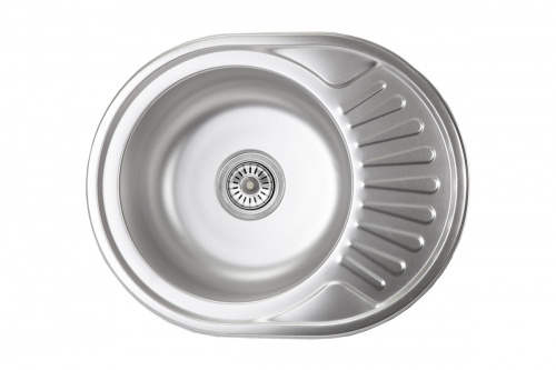 Мойка н/сталь, овальная одночашевая, 570*450мм, декорированная хром, врезн на столешницу, AKS (0,8мм)_1