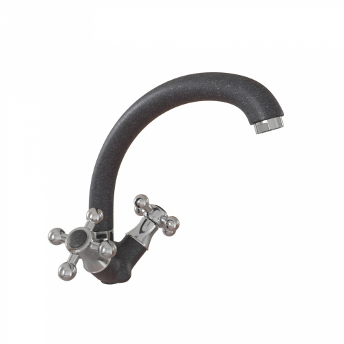 Смеситель для кухни высокий, латунь, GS-008, черный мат, Gamma Stone_1