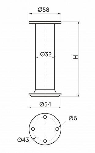 Опора меб. алюм. D-868 h100 мат.хром AKS_2