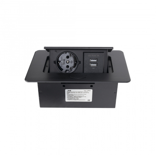 Выдвижной удлинитель Nova 4, 1 розетка, 2xUSB, черный, AKS_4