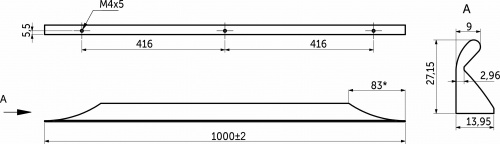 Ручка меб. скоба алюм. ENVISION 832/1000 черный матовый, AKS_2