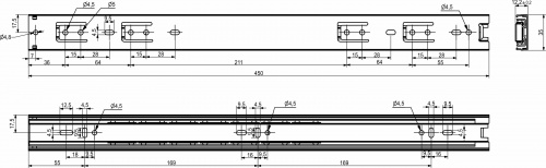 Направляющая шариковая L-450 h=35 GRIDLI B_2