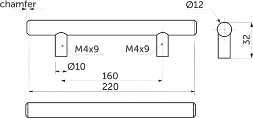 Ручка меб. релинговая 160/220 сталь мат. хром AKS_2