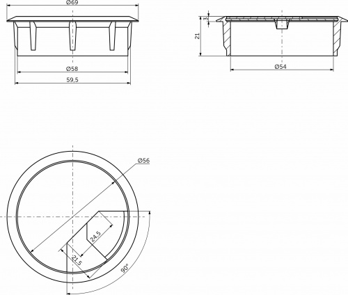 Пропуск кабельный пластик D60мм чёрный LEBA_2