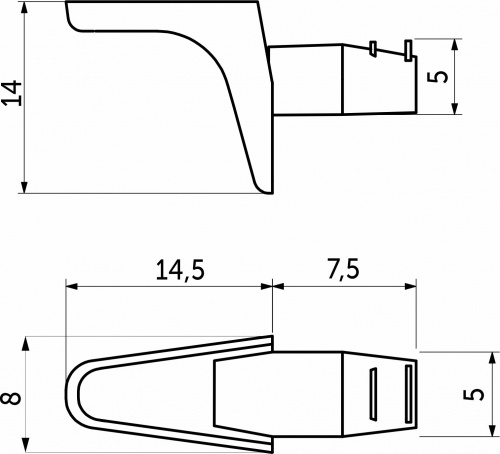 Полкодержатель для корпусных полок мет. SEKURA 2 никель (1 уп. = 5 тыс.шт.) AKS_2