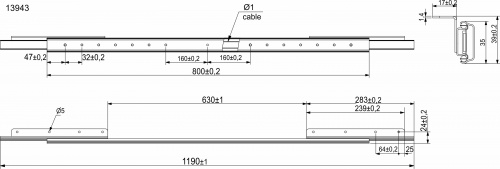 Механизм для раздвижных столов внешний синхронный без стопора L-800 мм SAZ_2