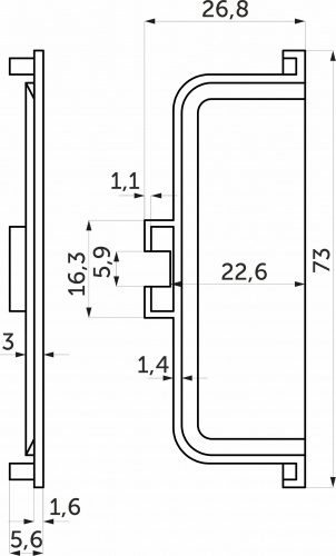 Комплект заглушек металлич. внутр. к профилю Gola, C-образных (левая+правая) матовое золото AKS_2