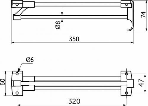 Выдвижная вешалка L-350 усиленная с ручкой (полая трубка), хром/черный REJS_2