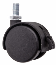 Колесо меб. пласт. d40 с винтом М8 с торм., черный AKS