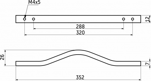 Ручка меб. скоба алюм. MELISA 288-320/352 алюминий, AKS_2
