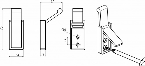 Крючок меб. однорожковый мет. KLICK белый AKS_2