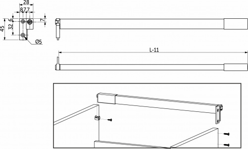 Рейлинг прямоугольный продольный Slimbox L-300 белый_2