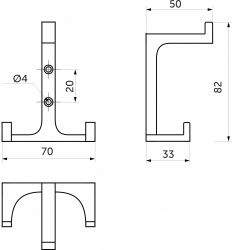 Крючок меб. трехрожковый мет. TRITON хром матовый AKS_2