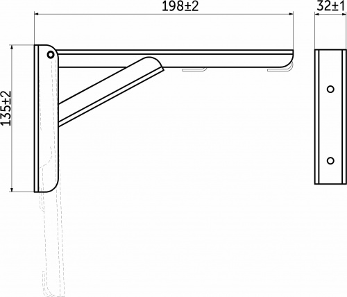 Полкодержатель складной 200*135*30 хром AKS (Модель 2)_2
