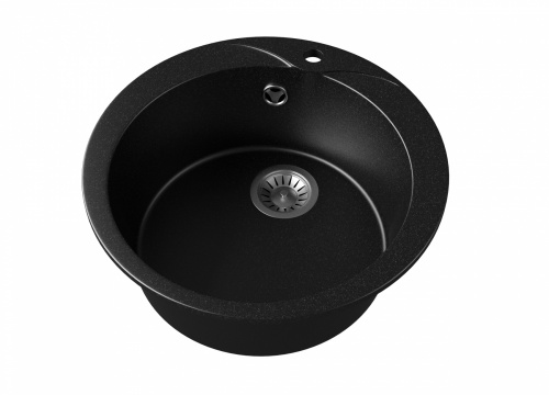 Мойка каменная, круглая одночашевая, GS-0, d470 мм, черный, врезная, Gamma Stone_1