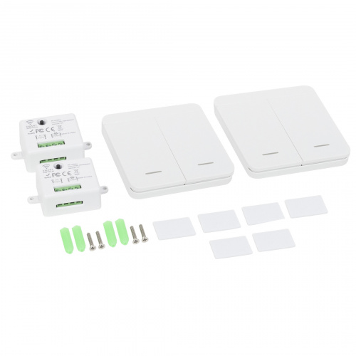 Выключатель беспроводной, с реле, проходной, 2 клавиши, белый, AKS_3