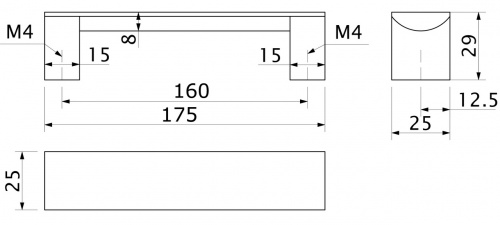 Ручка меб. скоба алюм. WPY 337B 160 матовый черный AKS_2