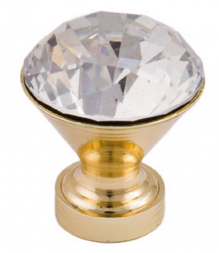 Ручка меб. кнопка мет. Crystal Palace B 25мм, золото+кристал AKS_1