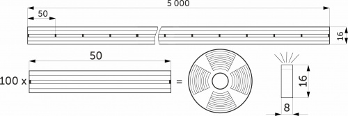 Гибкий неон - 9,6W/m, 24V, 8*16мм, 120 д/м, IP65, холодный белый (6000K) - 5м, AKS_2