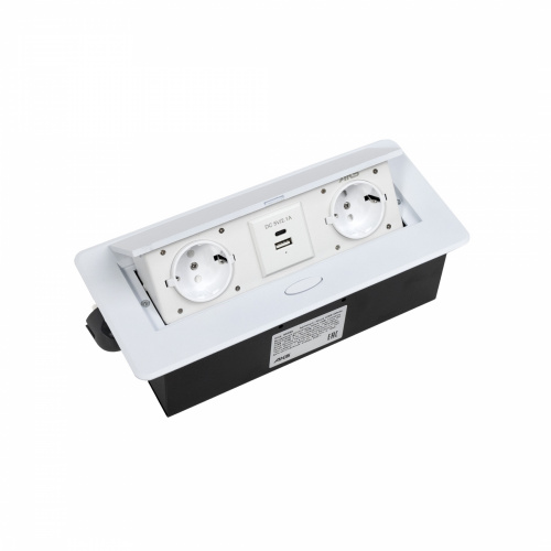 Выдвижной удлинитель Nova USB, 2 розетки, USB A + USB C, белый, AKS_1
