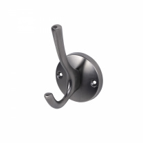 Крючок меб. двухрожковый мет. HORN шлифованный никель AKS Крючок меб. двухрожковый мет. HORN шлифованный никель AKS