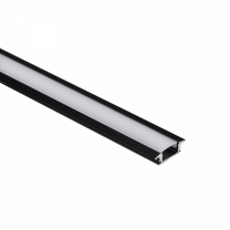 Профиль алюминиевый врезной LIRA-1707 с экраном, цвет черный, 2м, AKS (в комплекте 4 заглушки и 4 крепления) фотография