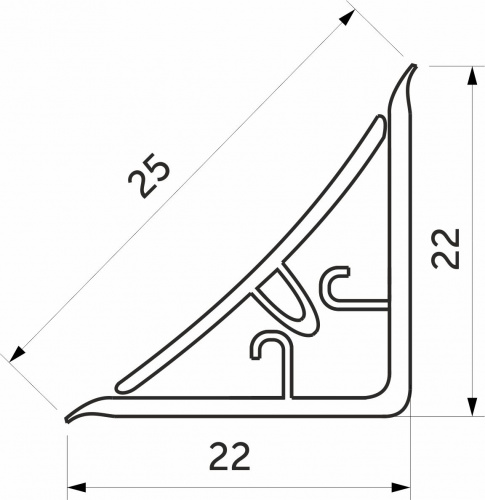 Плинтус алюминевый к столешнику LA хром EL-MECH-PLAST (1шт=3м.п.)_2