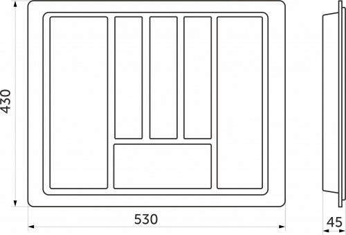 Лоток для столовых приборов 600 STANDARТ (530*430), металлик РП_2
