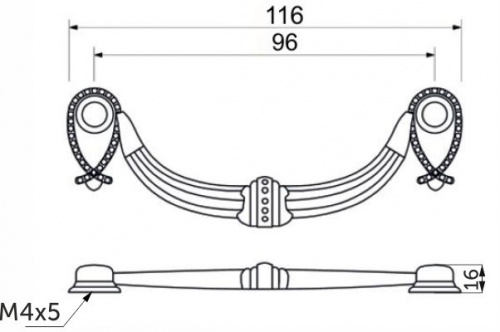 Ручка меб. скоба мет. FLY 96 старое золото AKS_2