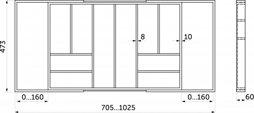 Лоток для столовых приборов BAMBOO раздвижной 705-1025*470, бамбук натуральный AKS_2