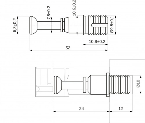 Шток эксцентрика распорный 10*24 (уп/1тыс.шт) AKS_2