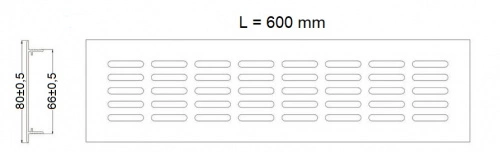 Решетка вентиляционная 600х80мм серебро алюминий AKS _2