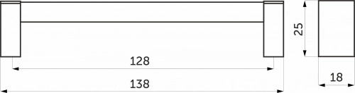 Ручка меб. скоба пластик. PS18/C18 128 металлик+венге AKS_2