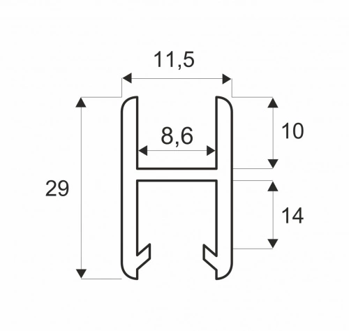 Профиль алюминиевый SISO горизонт нижний L-2000 мм _2