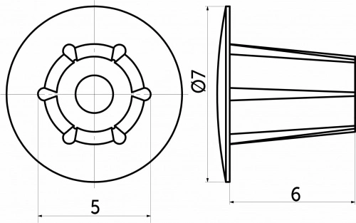 Заглушка пластик d5 серый (03) PL (упак.-0,2тыс.шт.)_2